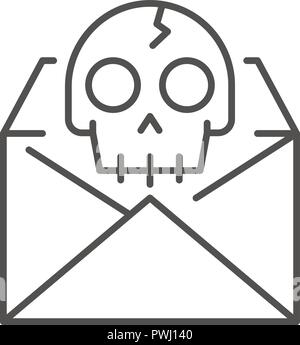 Hacking email icon, outline style Stock Vector