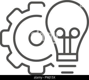 Bulb gear wheel icon, outline style Stock Vector
