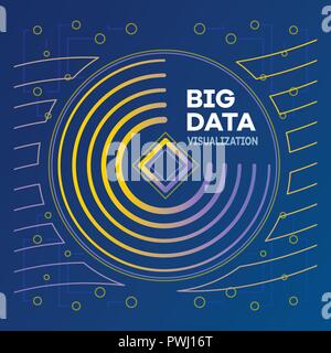 Modern big data banner, outline style Stock Vector