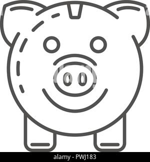 Piggy bank save energy icon, outline style Stock Vector