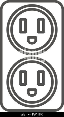 Double electrical outlet icon, outline style Stock Vector