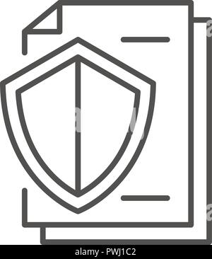 Secured paper icon, outline style Stock Vector