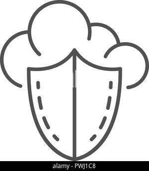 Secured data cloud icon, outline style Stock Vector