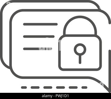 Locked chat icon, outline style Stock Vector