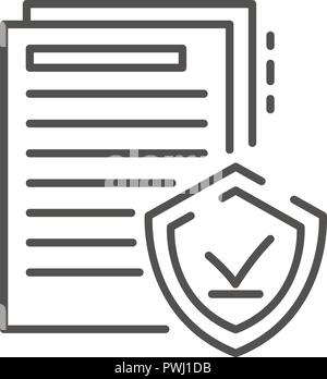 Secured doc paper icon, outline style Stock Vector