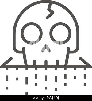 Crack skull icon, outline style Stock Vector