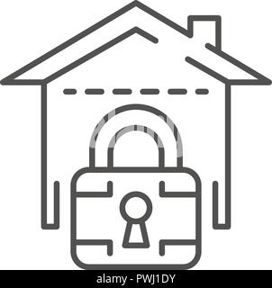 Locked smart house icon, outline style Stock Vector