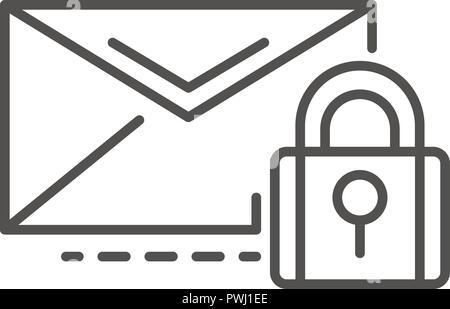 Secured mail icon, outline style Stock Vector