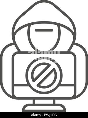 No hacker activity icon, outline style Stock Vector