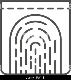 Monitor fingerprint icon, outline style Stock Vector