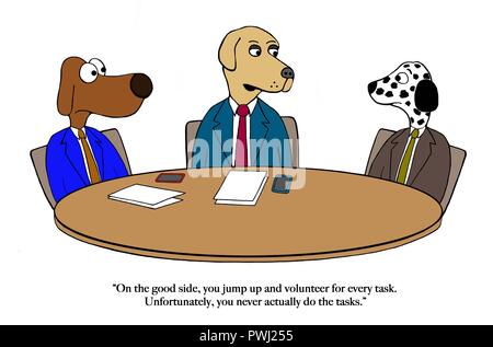 Boss gives feedback to dalmation Stock Photo