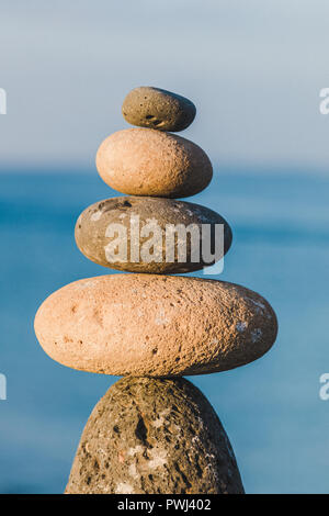 Stacked pebble tower Stock Photo