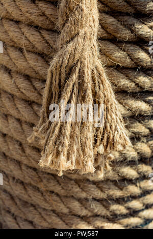 inen rope in view as a thread background Stock Photo