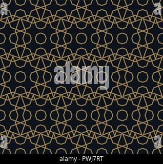 Seamless linear pattern with crossing curved lines with gold colo Stock Vector