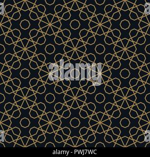 Seamless linear pattern with crossing curved lines with gold colo Stock Vector