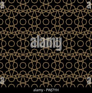 Seamless linear pattern with crossing curved lines with gold colo Stock Vector