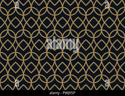 Seamless linear pattern with crossing curved lines with gold colo Stock Vector