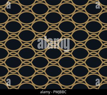 Seamless linear pattern with crossing curved lines with gold colo Stock Vector