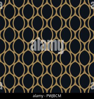 Seamless linear pattern with crossing curved lines with gold colo Stock Vector