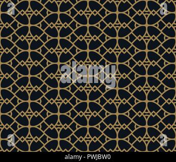 Seamless linear pattern with crossing curved lines with gold colo Stock Vector