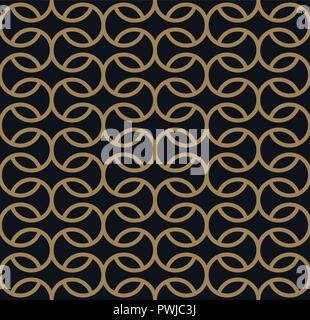 Seamless linear pattern with crossing curved lines with gold colo Stock Vector