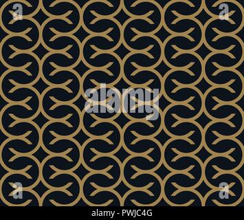 Seamless linear pattern with crossing curved lines with gold colo Stock Vector