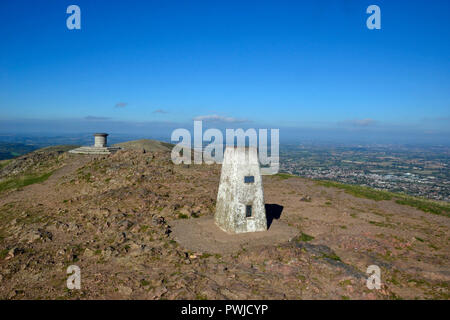 Commemoration to 60 years of Queen Victoria. View from Worcester Beacon, Worcestershire Beacon, The Beacon, Worcestershire, Malvern Hills, England, UK Stock Photo