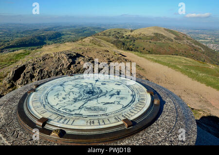 Commemoration to 60 years of Queen Victoria. View from Worcester Beacon, Worcestershire Beacon, The Beacon, Worcestershire, Malvern Hills, England, UK Stock Photo