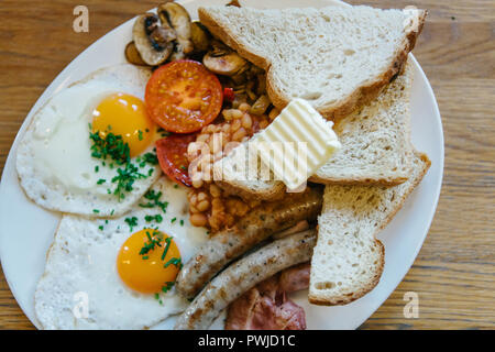 Traditional English breakfast. National food. A world-famous dish that is served in the morning. Stock Photo
