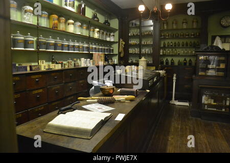The Victorian Apothecary, Steward's Chemist Shop, at Worcester Museum and Art Gallery, Worcester, England, UK