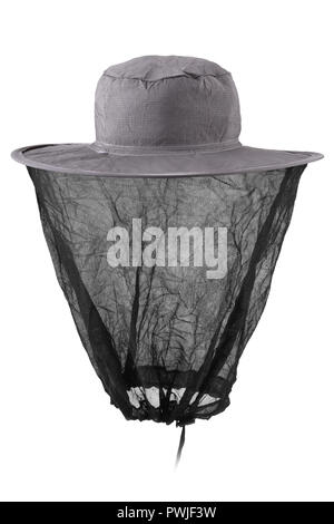Hat with mosquito nets isolated on white background Stock Photo
