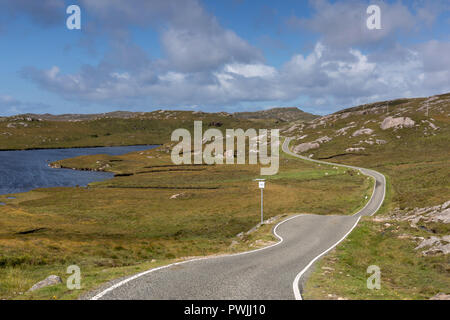 Single track road with passing places on Harris, Outer Hebrides, Scotland, UK Stock Photo
