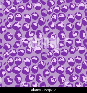 Vector illustration leopard print seamless pattern. Violet hand drawn background. Stock Vector