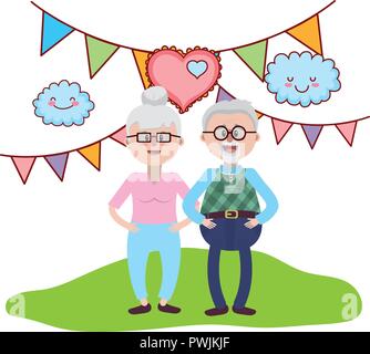elderly couple cartoon Stock Vector