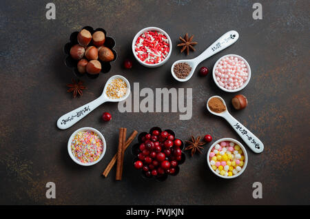 Christmas Baking Background With Assorted Christmas Cookies, Spices, Cookie  Molds And Wooden Cutting Board. Top View. Stock Photo, Picture and Royalty  Free Image. Image 88089504.