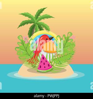tropical beach scenery theme cartoon Stock Vector Image & Art - Alamy