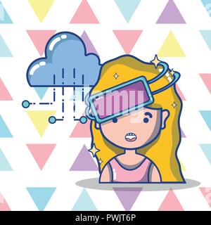 virtual reality headset cartoon Stock Vector