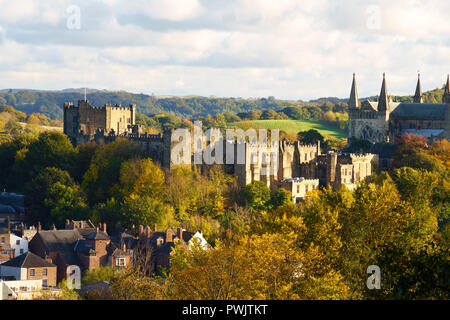 Durham castle from the north west, home of University College, in Durham City, Co. Durham, England, UK Stock Photo