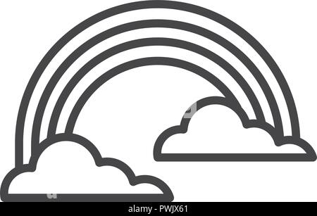 Clouds and rainbow symbol in black and white Stock Vector
