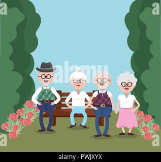 group the elderly woman and men grandparents embraced Stock Vector ...