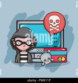 Hacker and security system technology Stock Vector
