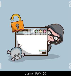 Hacker and security system technology Stock Vector
