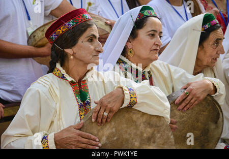 Pamiri women celebrating at the 'Roof of the World' festival in Khorog, Tajikistan Stock Photo