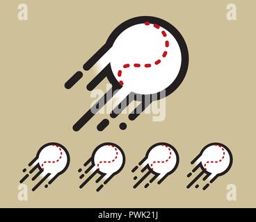 street softball ball in motion logo / icon vector line and color blended art illustartion clip art Stock Vector