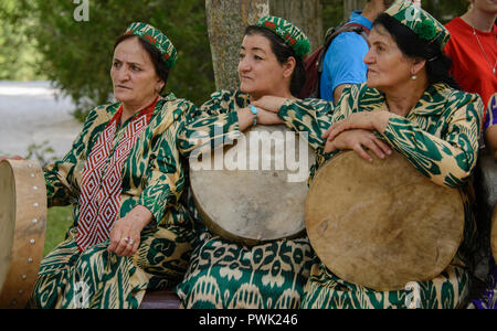 Pamiri women celebrating at the 'Roof of the World' festival in Khorog, Tajikistan Stock Photo