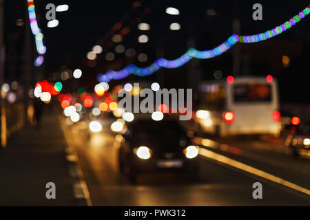 Evening city street in defocus for use as background Stock Photo