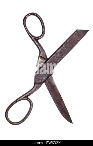 Open old scissors isolated on white background Stock Photo