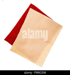 Two pieces of felt isolated on white background, closeup Stock Photo