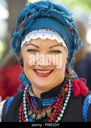 October 14, 2018 - Borisptyl, Kiev, Ukraine - A woman seen in national costume during the celebrations..The Protection of the Virgin is a national holiday celebrated by the Ukrainian Orthodox Church. On this day, at the same time, the holiday of the Ukrainian Cossacks, the Day of the creation of the Ukrainian Rebel Army and the Day of Defender of Ukraine are celebrated. (Credit Image: © Igor Golovniov/SOPA Images via ZUMA Wire) Stock Photo