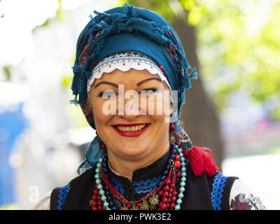 October 14, 2018 - Borisptyl, Kiev, Ukraine - A woman seen in national costume during the celebrations..The Protection of the Virgin is a national holiday celebrated by the Ukrainian Orthodox Church. On this day, at the same time, the holiday of the Ukrainian Cossacks, the Day of the creation of the Ukrainian Rebel Army and the Day of Defender of Ukraine are celebrated. (Credit Image: © Igor Golovniov/SOPA Images via ZUMA Wire) Stock Photo
